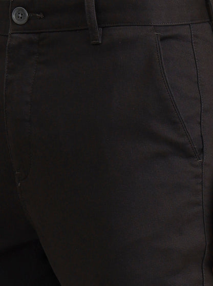 Dark Grey Solid Uno Fit Casual Trouser | JadeBlue