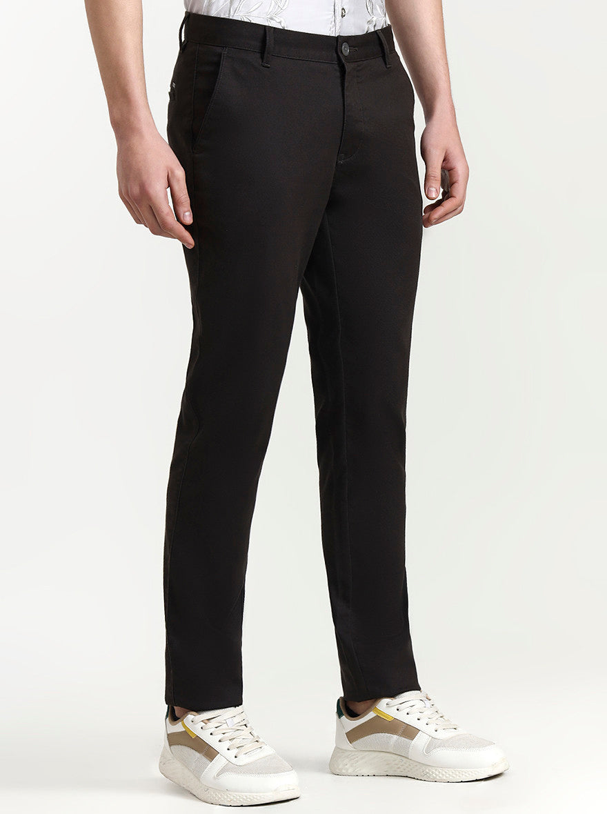 Dark Grey Solid Uno Fit Casual Trouser | JadeBlue