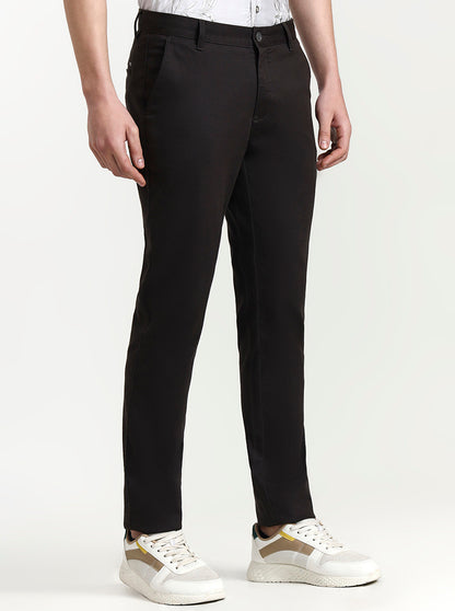 Dark Grey Solid Uno Fit Casual Trouser | JadeBlue