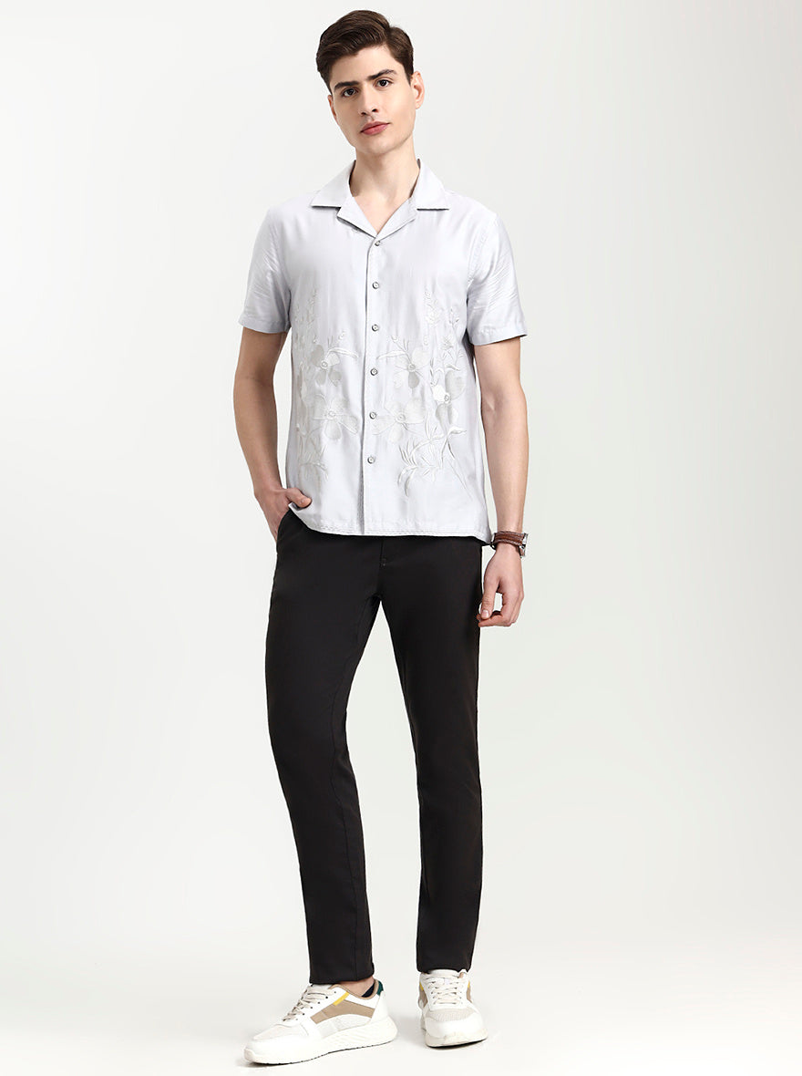 Dark Grey Solid Uno Fit Casual Trouser | JadeBlue