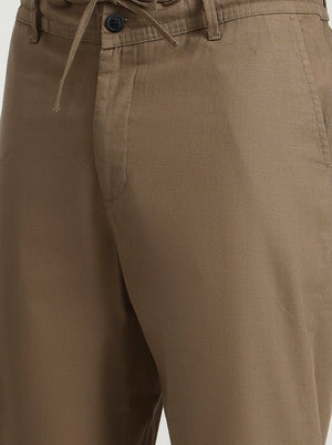 Khaki Solid Regular Fit Track Pant | Greenfibre