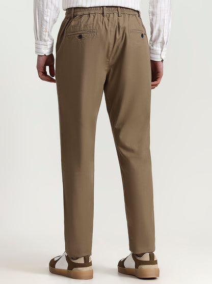 Khaki Solid Regular Fit Track Pant | Greenfibre