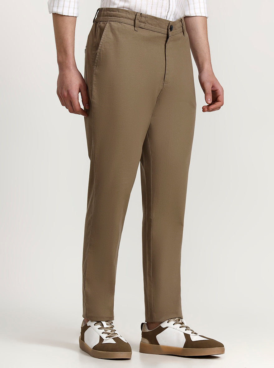 Khaki Solid Regular Fit Track Pant | Greenfibre