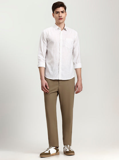 Khaki Solid Regular Fit Track Pant | Greenfibre