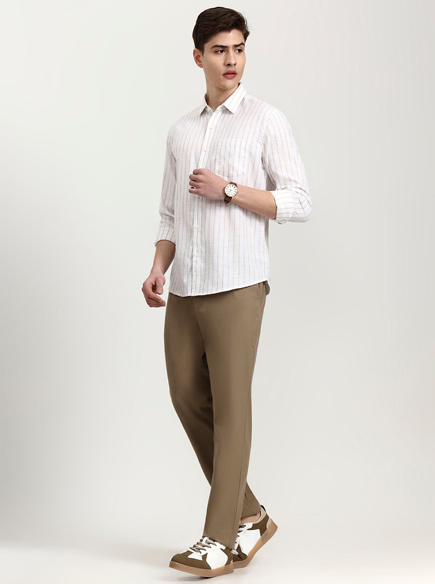 Khaki Solid Regular Fit Track Pant | Greenfibre