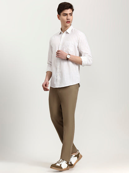 Khaki Solid Regular Fit Track Pant | Greenfibre