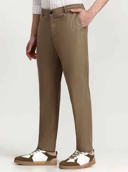 Khaki Solid Regular Fit Track Pant | Greenfibre