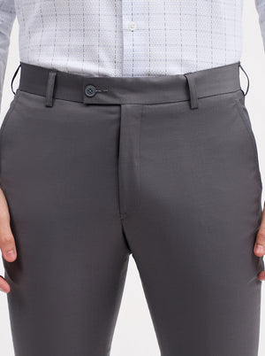 Dark Grey Solid Slim Fit Formal Trouser | JadeBlue Super Luxe