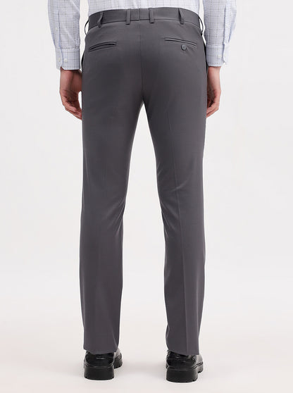 Dark Grey Solid Slim Fit Formal Trouser | JadeBlue Super Luxe