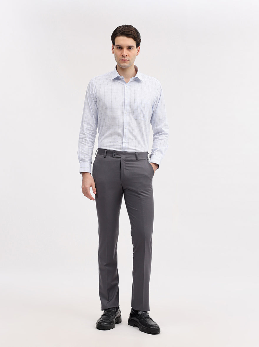 Dark Grey Solid Slim Fit Formal Trouser | JadeBlue Super Luxe