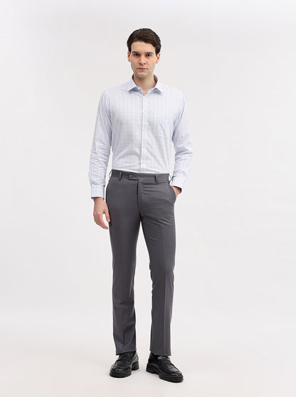 Dark Grey Solid Slim Fit Formal Trouser | JadeBlue Super Luxe