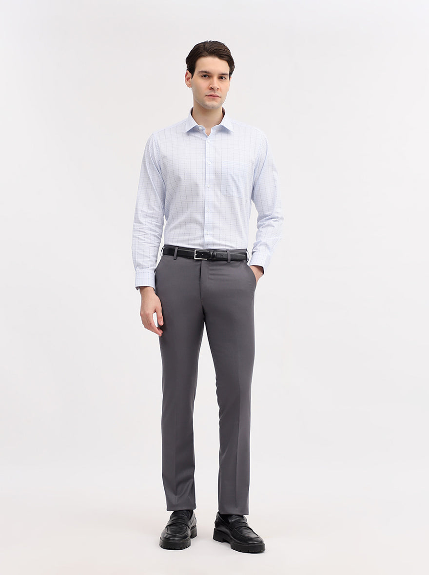 Dark Grey Solid Slim Fit Formal Trouser | JadeBlue Super Luxe