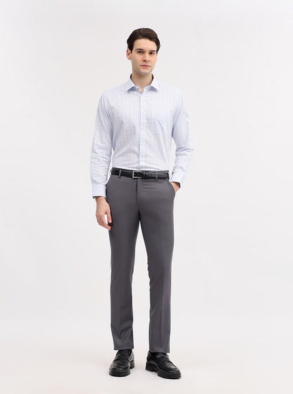 Dark Grey Solid Slim Fit Formal Trouser | JadeBlue Super Luxe