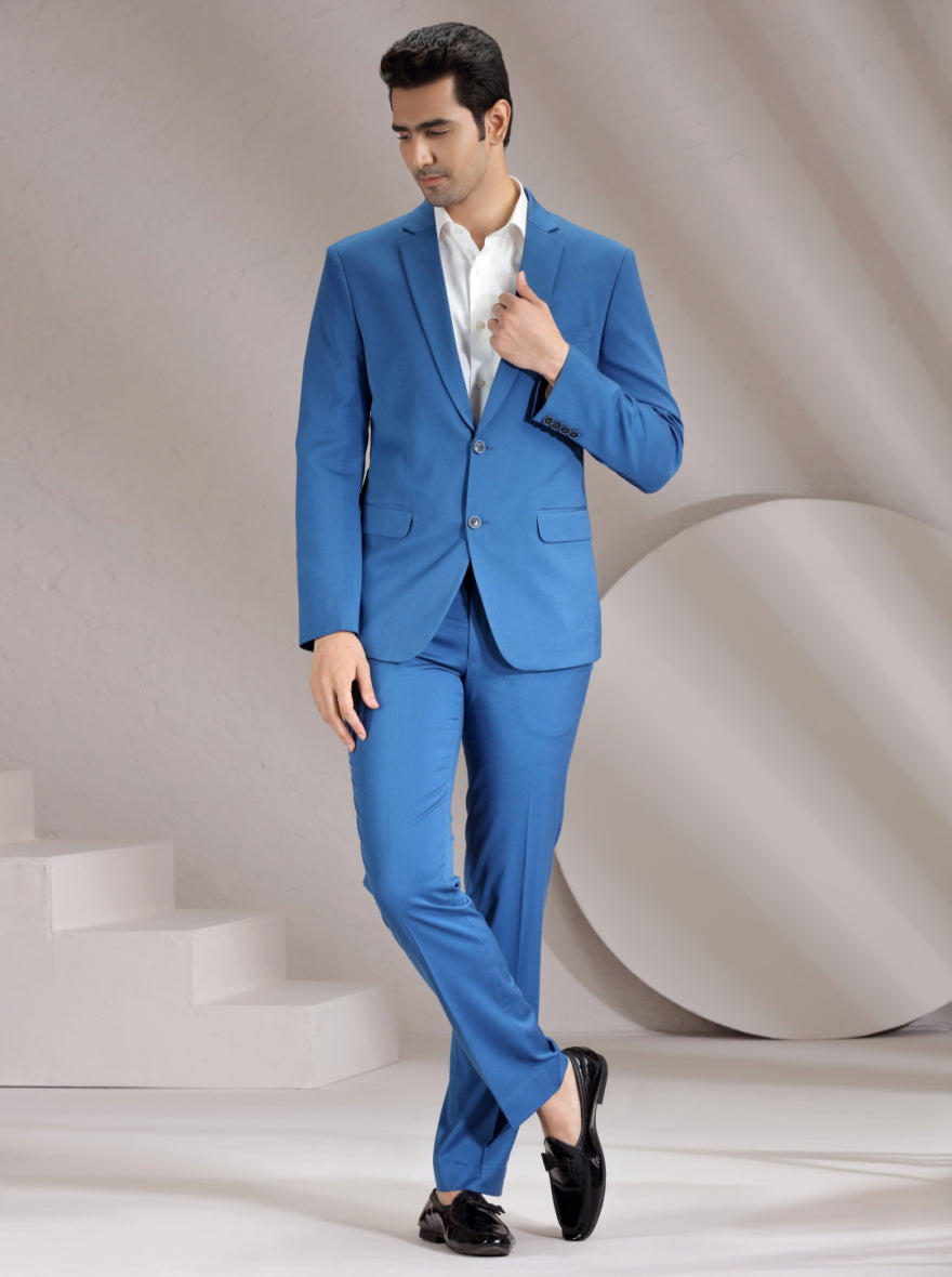 French Blue Solid Suit | JadeBlue