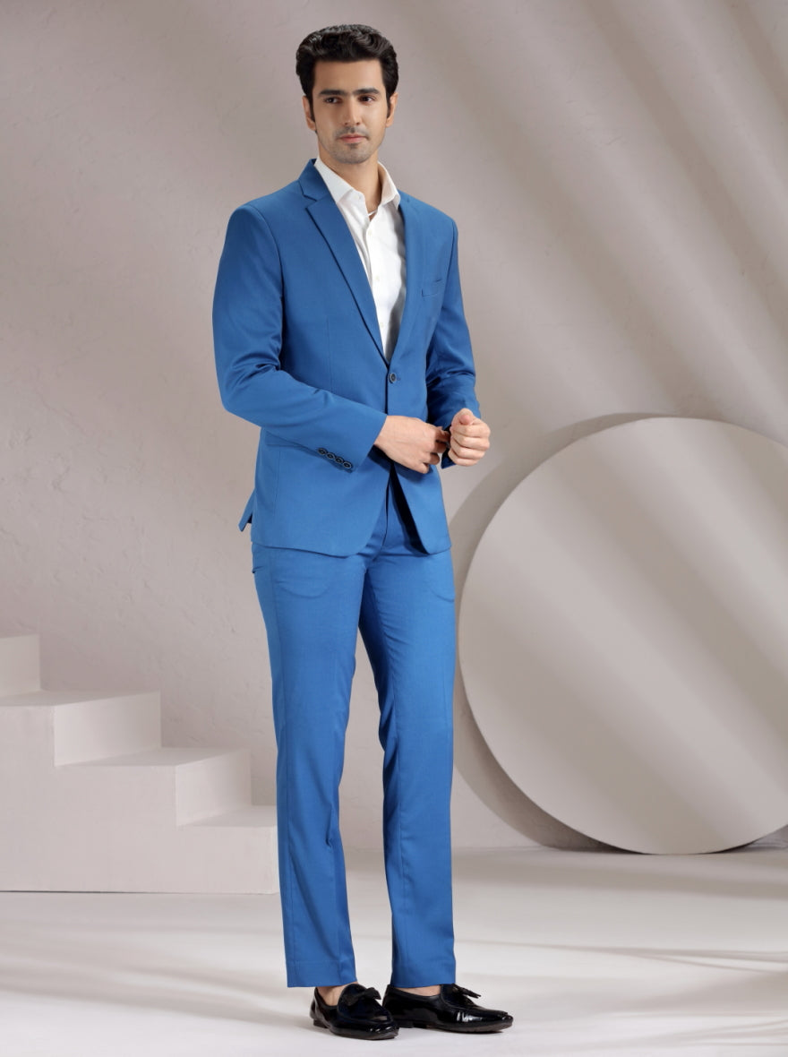 French Blue Solid Suit | JadeBlue