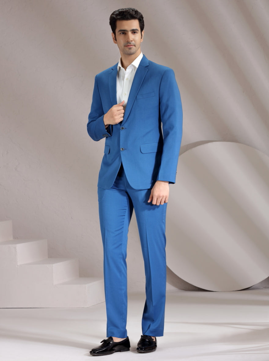 French Blue Solid Suit | JadeBlue