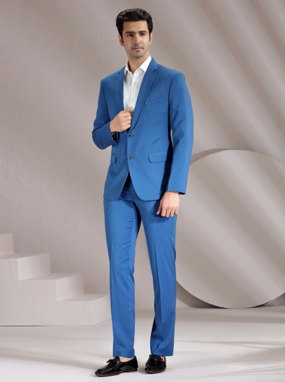 French Blue Solid Suit | JadeBlue