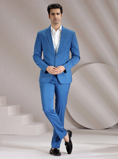 French Blue Solid Suit | JadeBlue