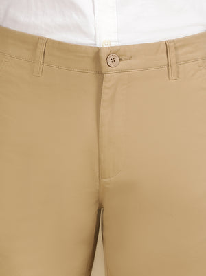 Khaki Solid Slim Fit Shorts | JadeBlue