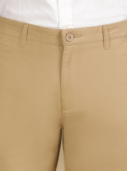 Khaki Solid Slim Fit Shorts | JadeBlue