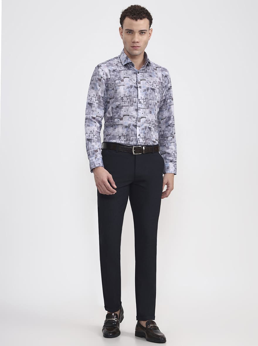 Blue Checked Slim Fit Club Wear Trouser | JB Studio