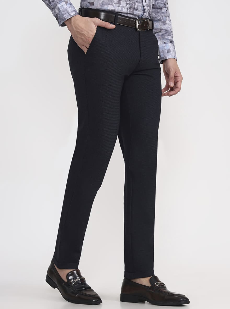 Blue Checked Slim Fit Club Wear Trouser | JB Studio