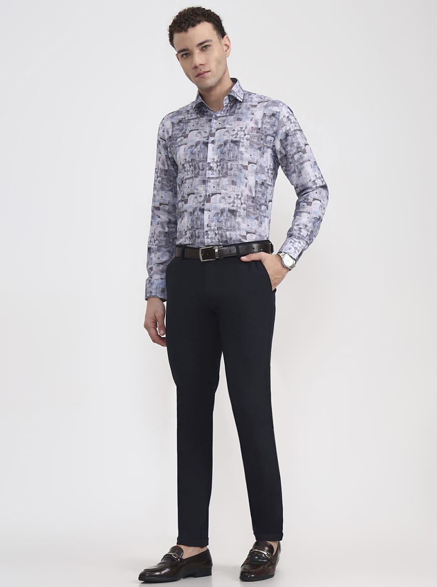 Blue Checked Slim Fit Club Wear Trouser | JB Studio