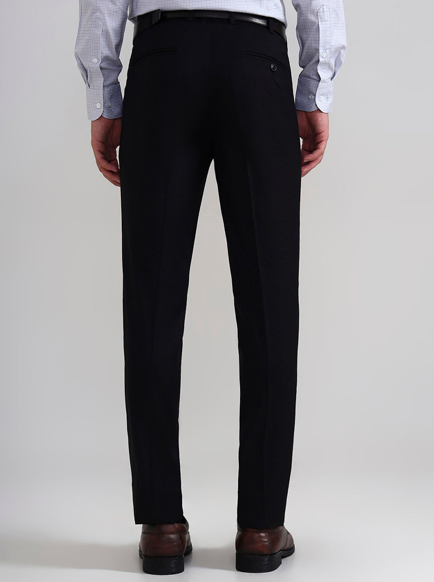 Black Solid Slim Fit Formal Trouser | Metal
