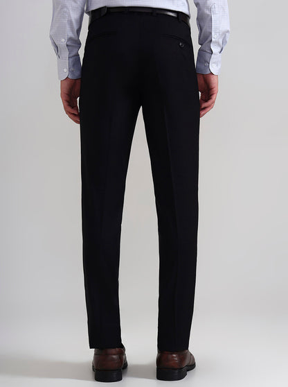 Black Solid Slim Fit Formal Trouser | Metal
