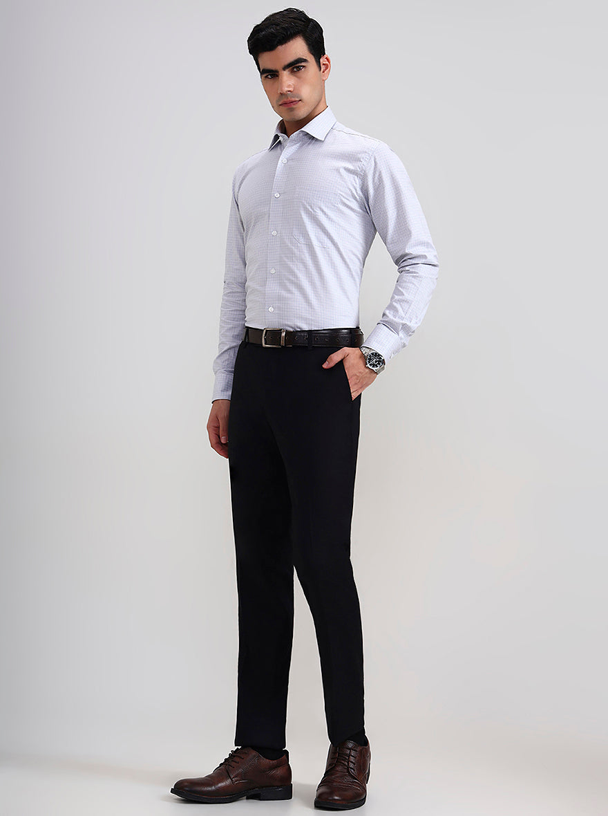 Black Solid Slim Fit Formal Trouser | Metal