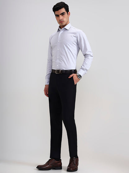Black Solid Slim Fit Formal Trouser | Metal