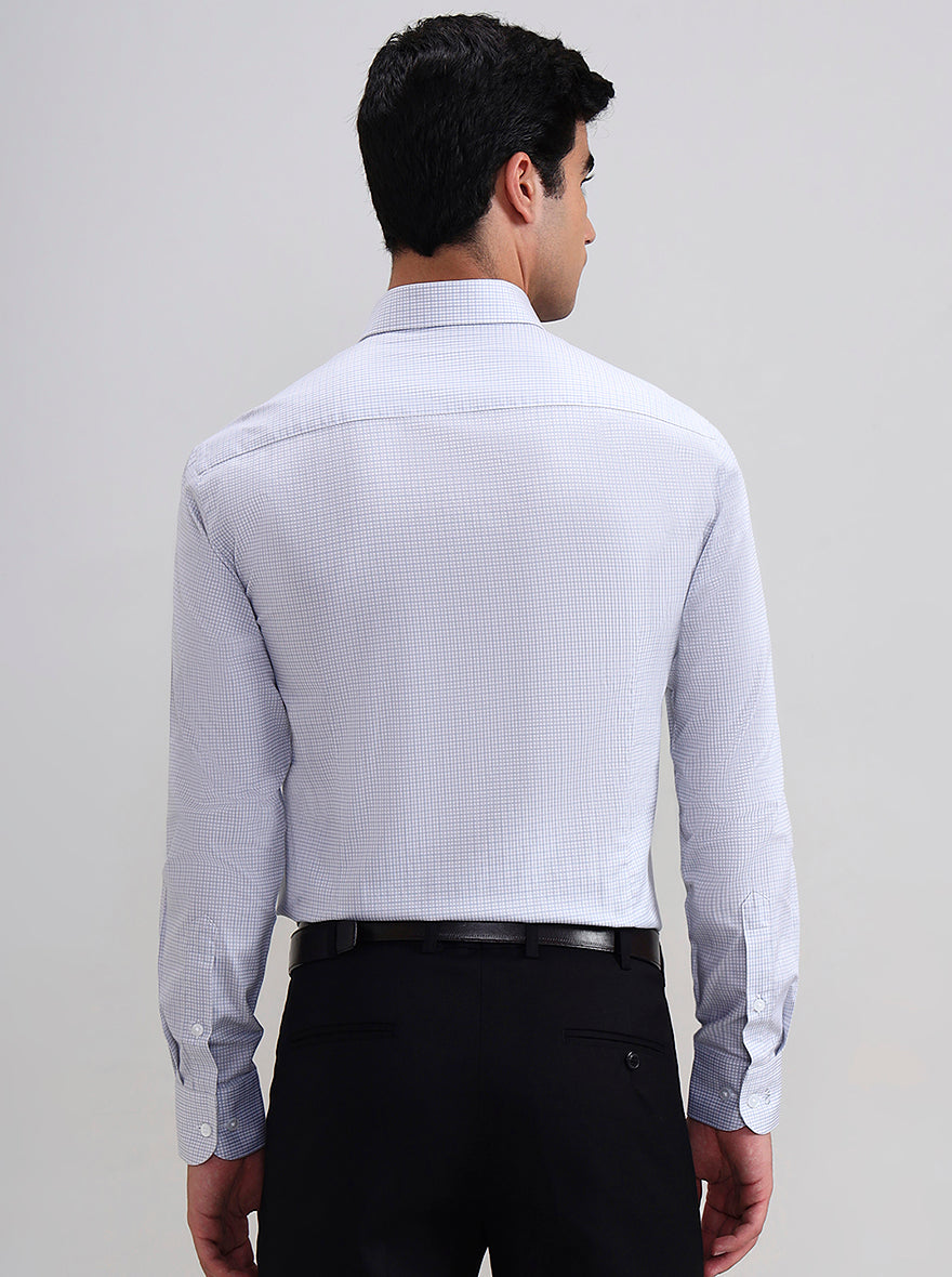 White & Grey Checked Slim Fit Formal Shirt | Metal