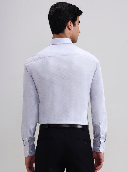 White & Grey Checked Slim Fit Formal Shirt | Metal