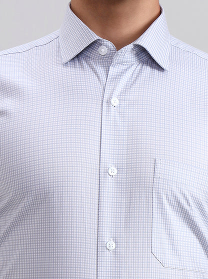 White & Grey Checked Slim Fit Formal Shirt | Metal