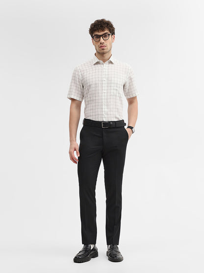 Black Solid Slim Fit Formal Trouser | JadeBlue Super Luxe