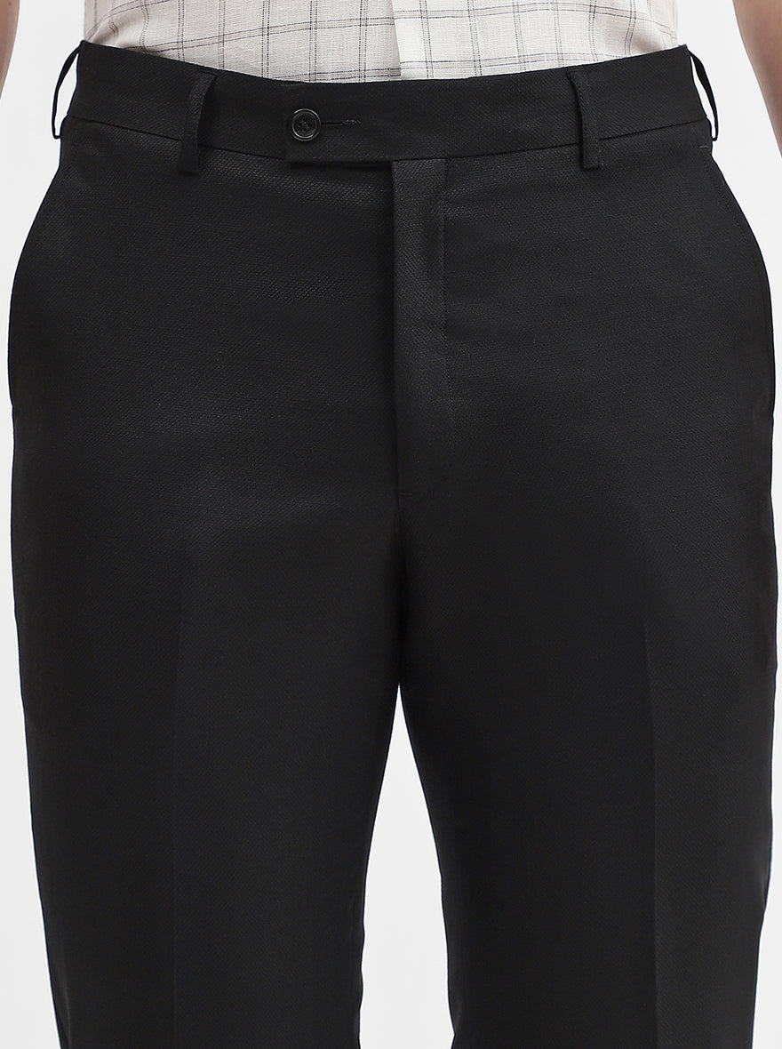 Black Solid Slim Fit Formal Trouser | JadeBlue Super Luxe