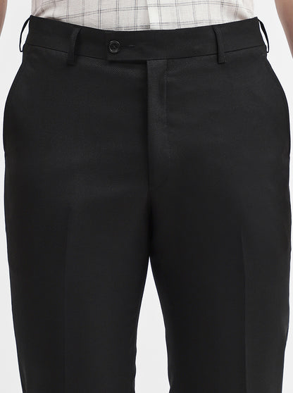 Black Solid Slim Fit Formal Trouser | JadeBlue Super Luxe