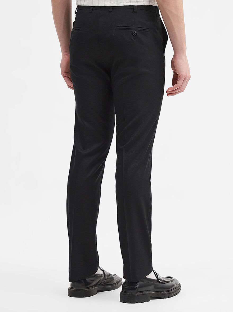 Black Solid Slim Fit Formal Trouser | JadeBlue Super Luxe