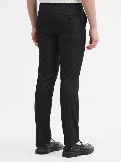 Black Solid Slim Fit Formal Trouser | JadeBlue Super Luxe