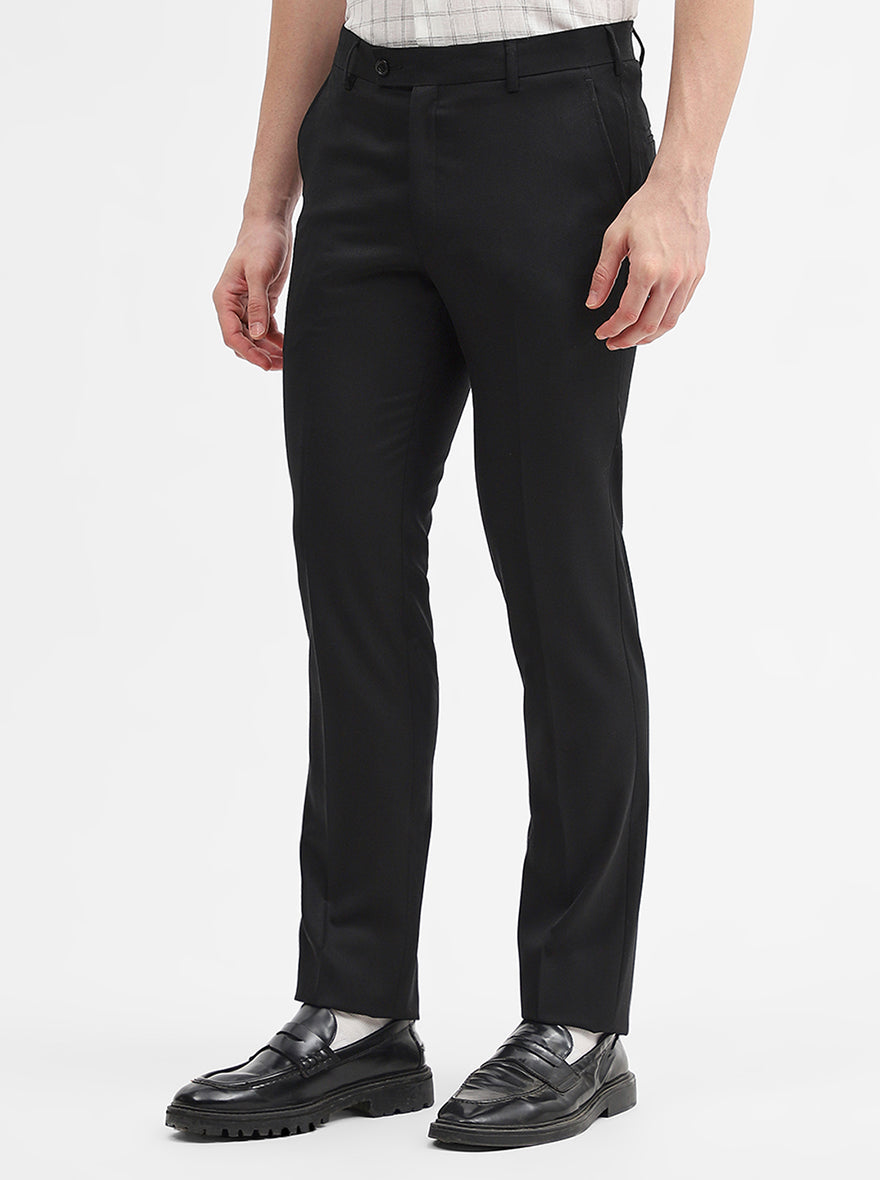 Black Solid Slim Fit Formal Trouser | JadeBlue Super Luxe