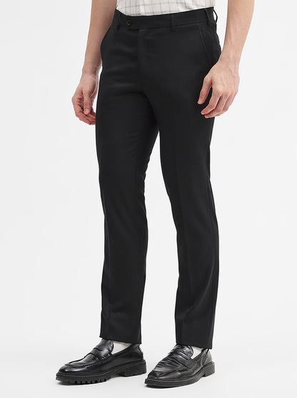Black Solid Slim Fit Formal Trouser | JadeBlue Super Luxe