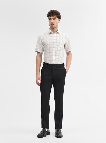 Black Solid Slim Fit Formal Trouser | JadeBlue Super Luxe
