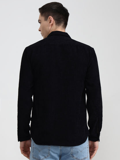 Black Solid Slim Fit Casual Shirt | JadeBlue