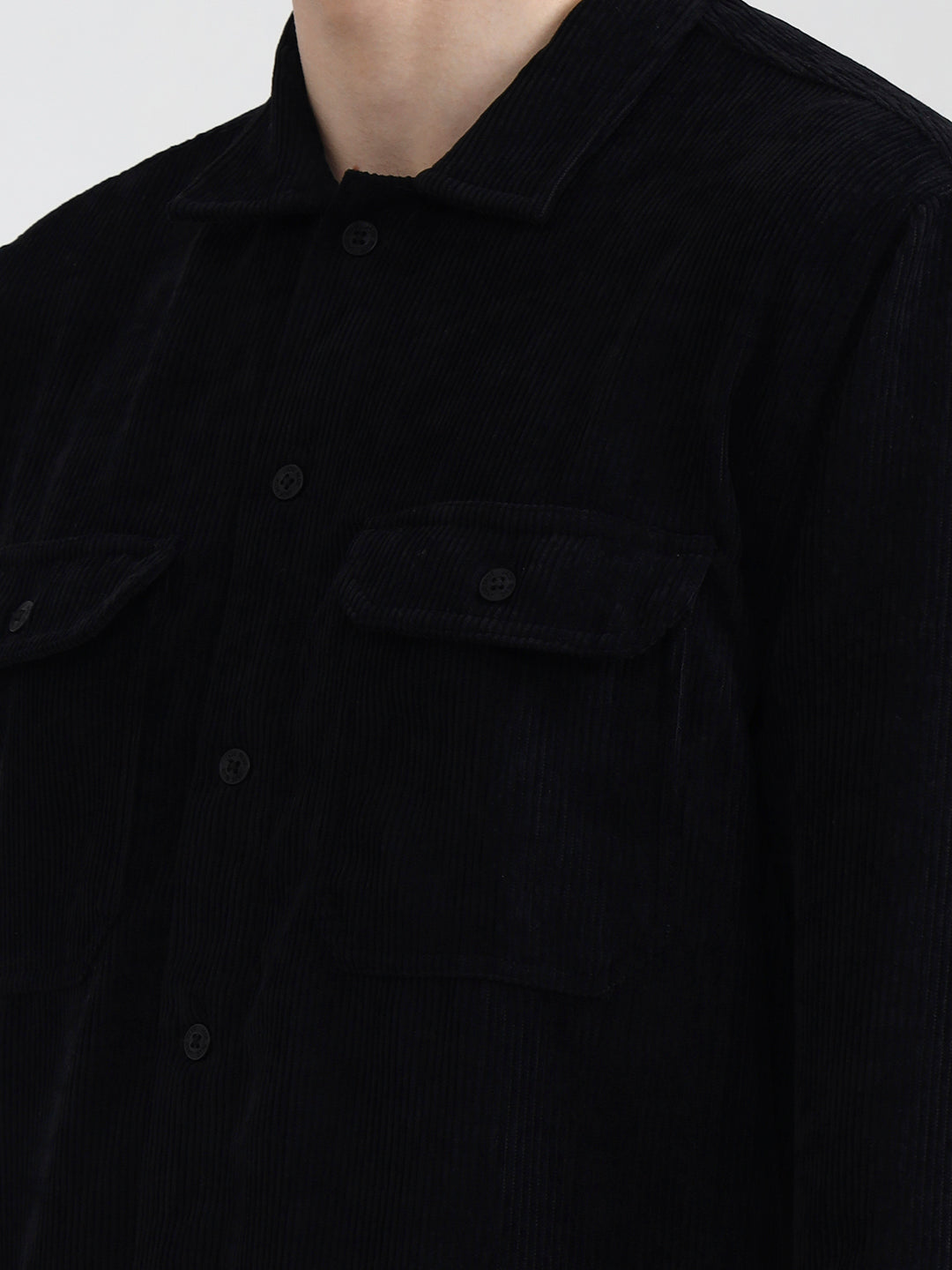 Black Solid Slim Fit Casual Shirt | JadeBlue