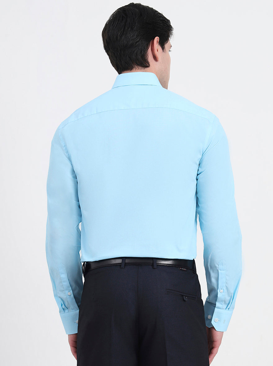 Sky Blue Solid Regular Fit Formal Shirt | JadeBlue