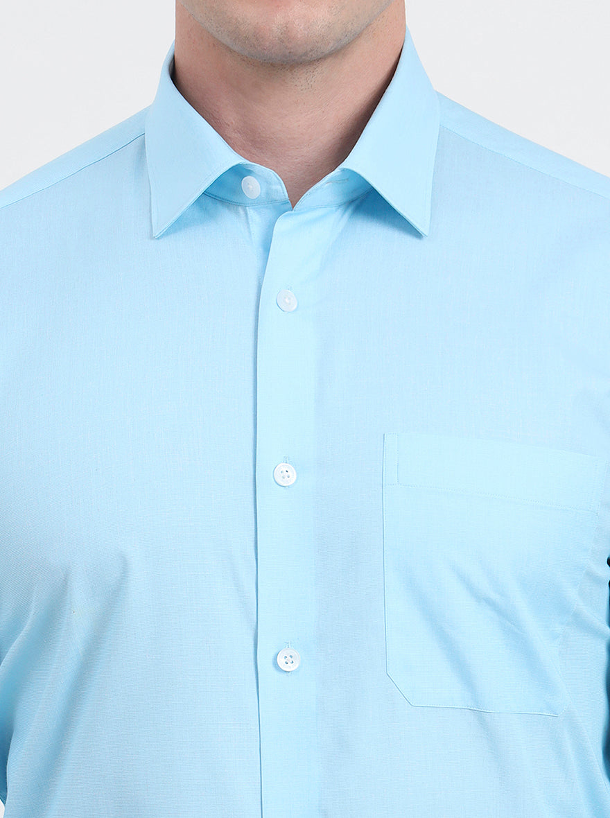 Sky Blue Solid Regular Fit Formal Shirt | JadeBlue