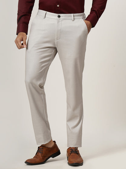 Light Grey Solid Venice Fit Casual Trouser | JadeBlue