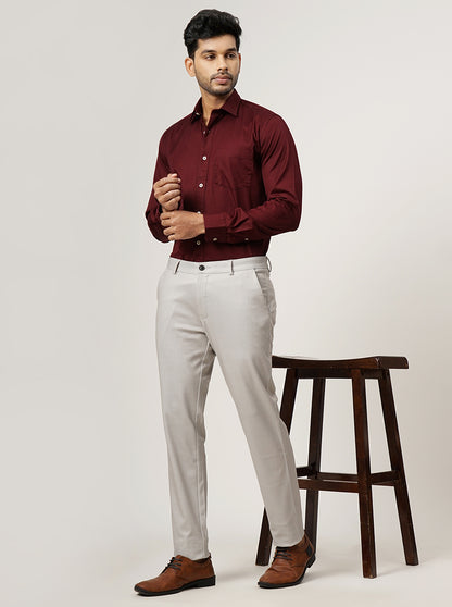 Light Grey Solid Venice Fit Casual Trouser | JadeBlue