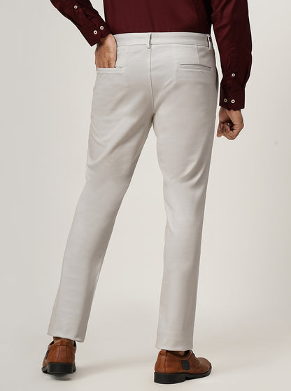 Light Grey Solid Venice Fit Casual Trouser | JadeBlue
