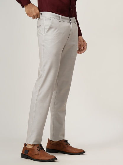 Light Grey Solid Venice Fit Casual Trouser | JadeBlue